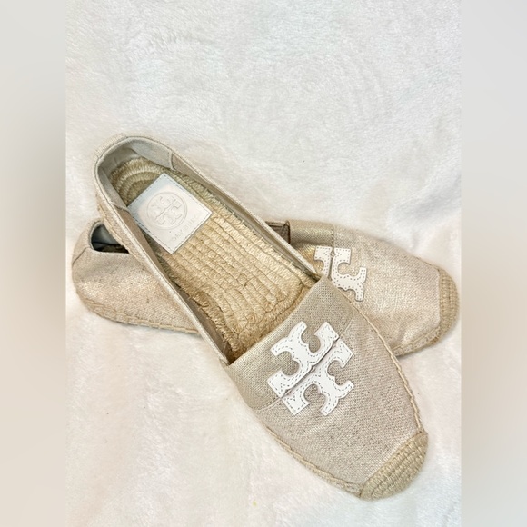 Tory Burch Cream Canvas Weston Flat Espadrilles‎ women’s shoes size 7.5 - Picture 11 of 15